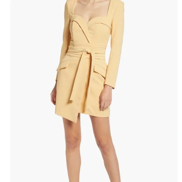 knee length dresses for ladies LAVISH ALICE SATIN BALLOON SLEEVE WRAP MIDI DRESS main image 0